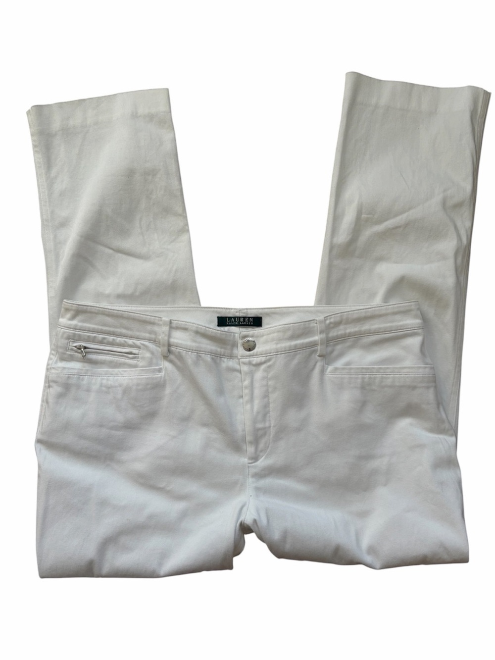 Lauren Ralph Lauren White Straight Leg Pants Y2K Minimalist Coastal Preppy